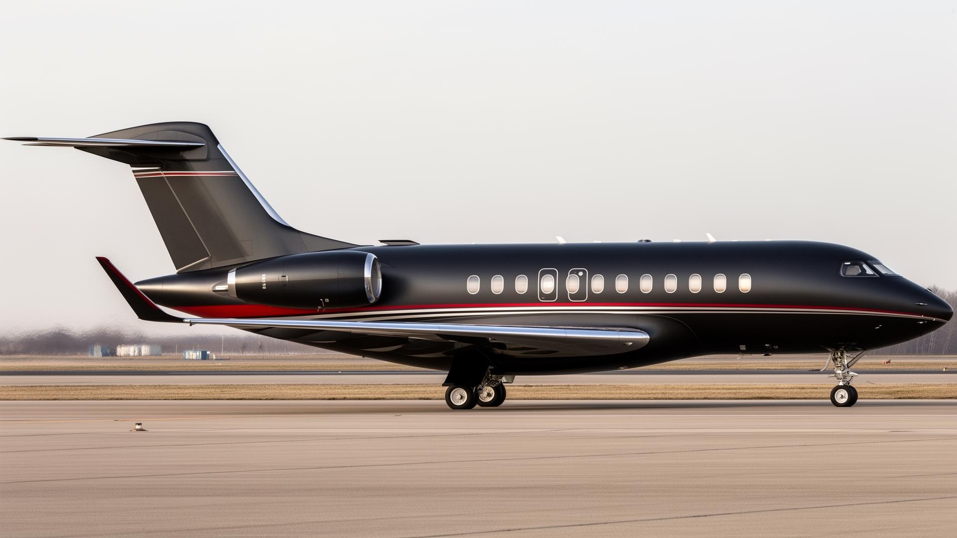 Jet privé long-courrier sur le tarmac