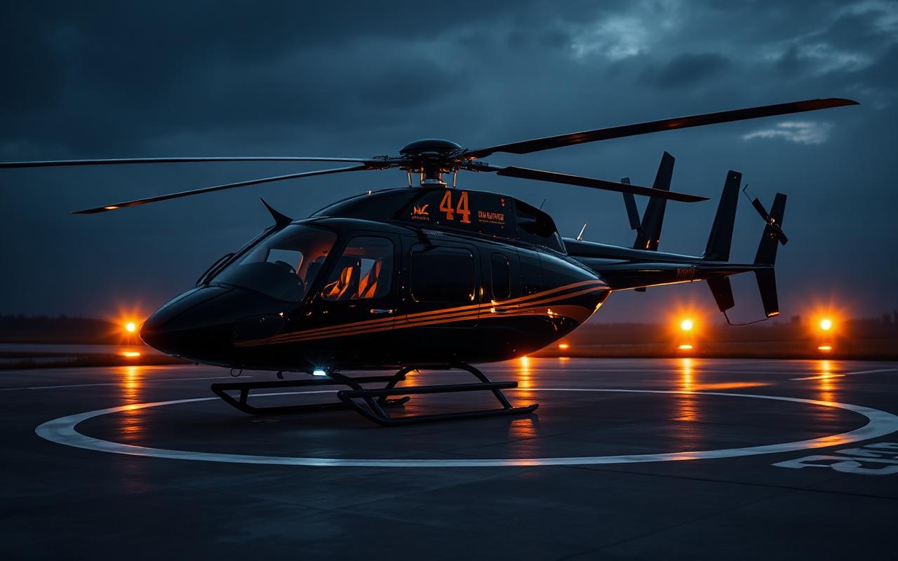 Hélicoptère VIP de luxe sur héliport
